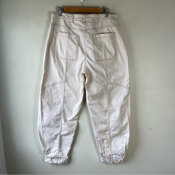 ULLA JOHNSON Women's Brodie Jeans Tapered Ankle Off White Ivory Size 10 Ballon - Picture 7 of 16